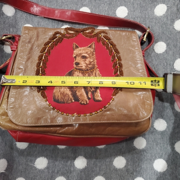Brown and Red Isabella Fiore Women's Bag with Dog Design - Picture 6 of 7